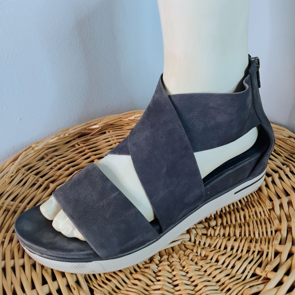 EILEEN FISHER Women's Size 9 Strappy Criss-cross Nubuck Leather Sandals Blue